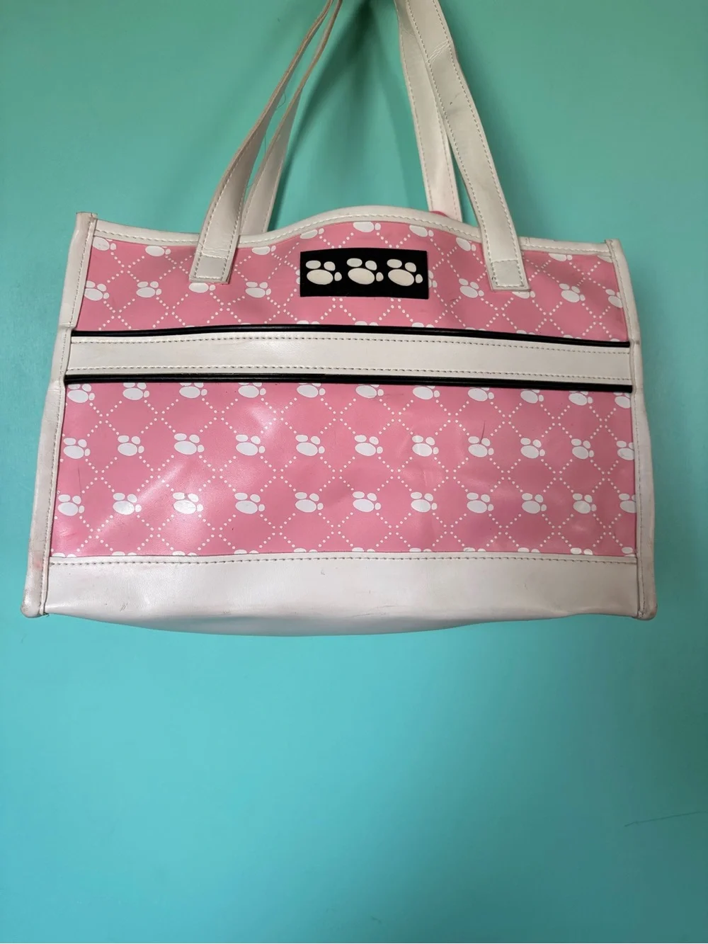 Build-A-Bear Pink Paw Print Tote with White Trim